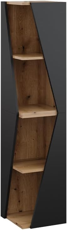 Meuble de Rangement de Salle de Bain Benno, Anthracite/Chêne, 31.6 x 70.5 cm avec 3 étagères