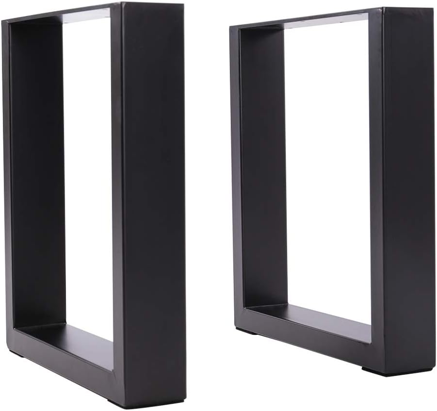 INMOZATA Lot de 2 Pieds de Table Metal 71 cm Hauteur x 50 cm Largeur Pied de Table Basse en Acier Brut, Profil 70x30 mm avec Protecteur de Sol et Accessoires de Montage