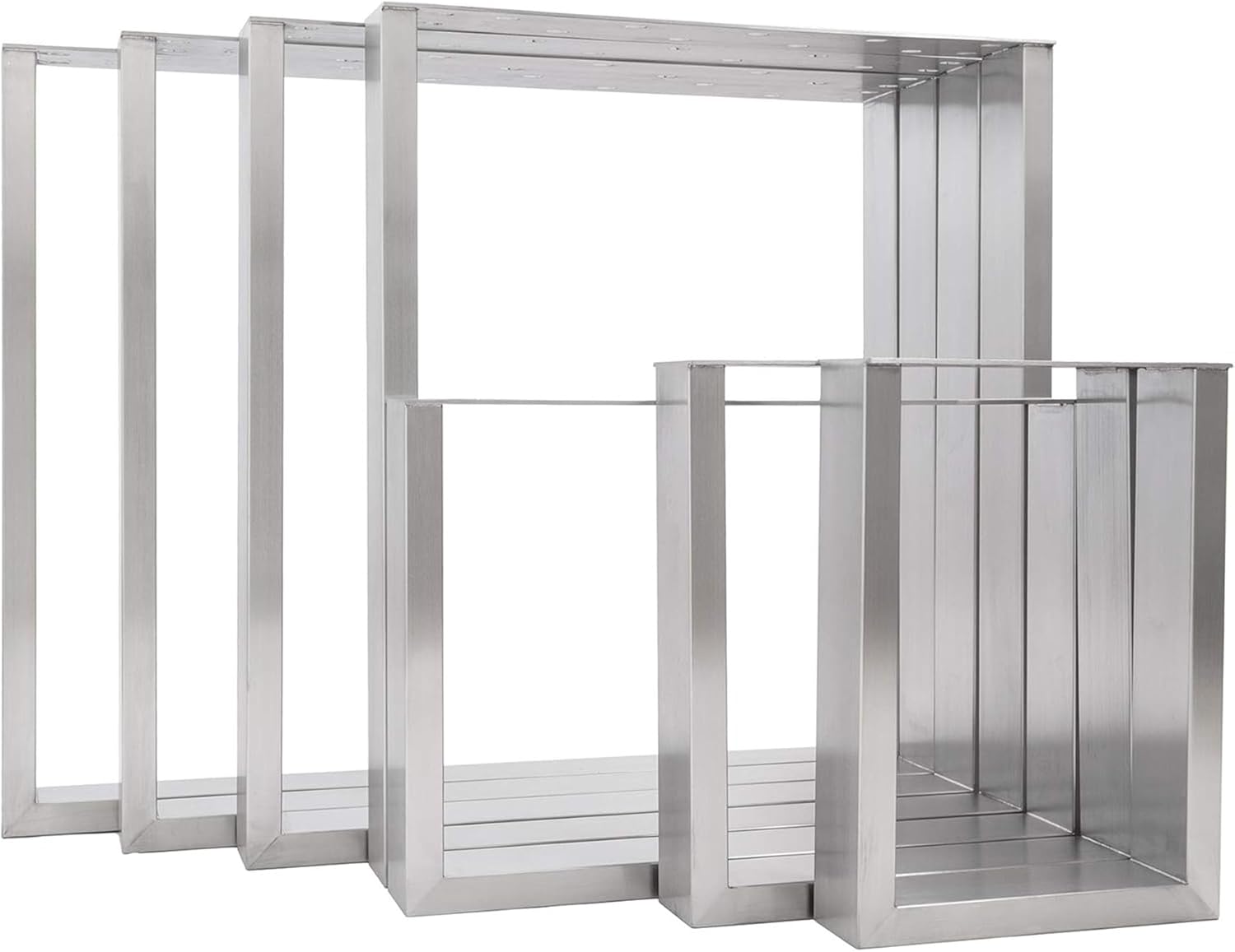 2X Pieds de Table Rectangle en Acier Inoxydable - Montage Facile - Pied de Table en Métal - Pieds pour Meubles tels Que Table à Manger, Bureau, Table Basse, Banc - 60x40cm