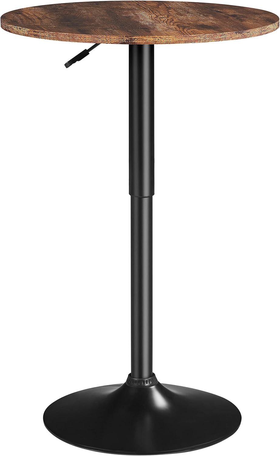 Table de Bar Ronde Haute Cuisine Mange-Debout avec Plateau en Bois MDF Réglable en Hauteur Pivotante à 360° pour Bistro Salon Salle à Manger Terrasse Café Brun Rustique