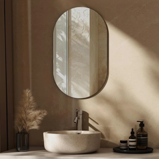 Miroir Salle de Bain Ovale 40x70cm, Miroir Mural Salle de Bain sans Cadre, Miroir Anti-Explosion, Miroir Mural Décoratif pour Hall/Salle de Bain/Séjour (Horizontal/Vertical)