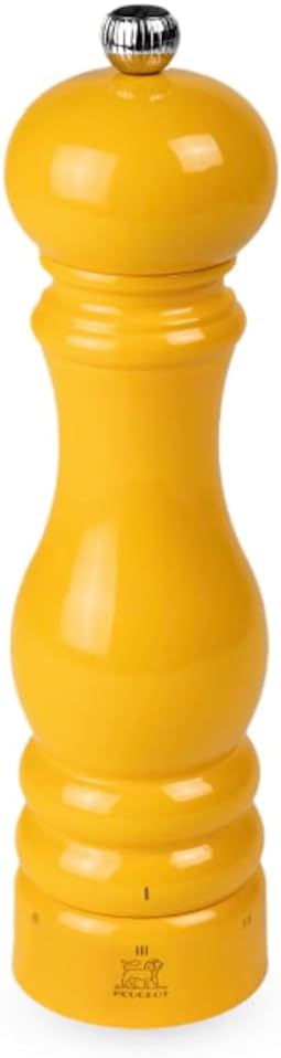 Moulin à Sel Paris u'Select Z 22 cm - Collection ParisRama - 6 Réglages de Moutures Prédéfinies Zirlion - En Bois Labellisé PEFC - Fabrication Française - Coloris Laqué Jaune Safran