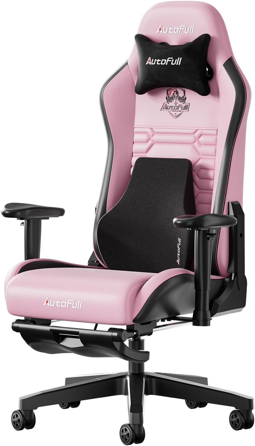 C3 Chaise Gaming Style Course, avec Cuir PU Haute Résistance & Nettoyage Facile - Siège Bureau Ergonomique à Dossier Réglable en Hauteur avec Support Lombaire - Rose