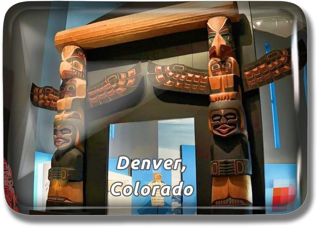 Nogytize Aimants de réfrigérateur rectangulaires en verre de cristal pour le musée d'art de Denver, Colorado, États-Unis, souvenirs de voyage, objets de collection, cadeaux amusants pour la cuisine, Hoty-1234