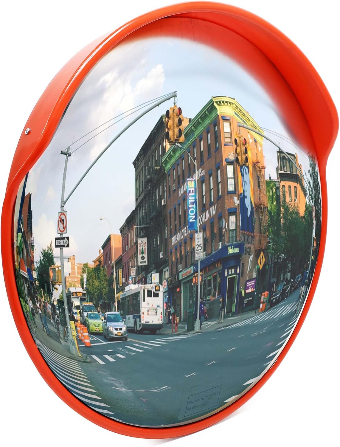 Miroir rond de circulation convexe 60cm Champ de vision de 160° Couvercle de protection Sécurité routière Outdoor Indoor Résistant Matériel de montage inclus