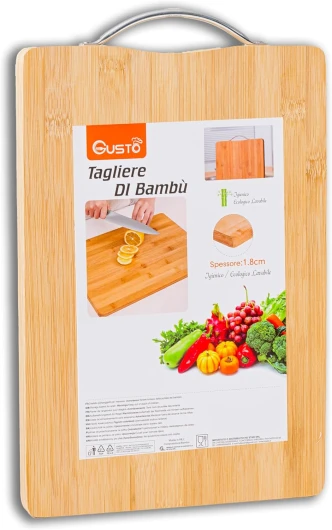 IPEA Planche à Découper Rectangulaire en Bois avec Poignée en Métal pour Légumes, Fruits, Salami - Planche à Découper de Cuisine Multifonction pour Couper et Servir des Apéritifs, Pain, Fromages