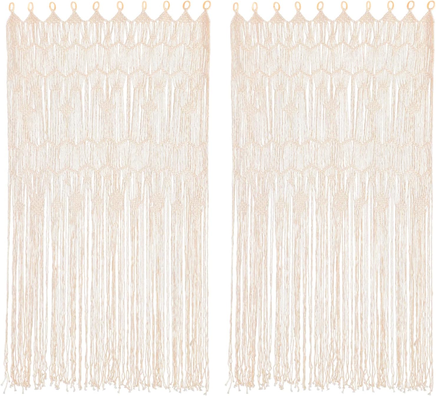 BAOCHADA Tapisserie murale en macramé tissé à la main - Rideau de porte avec œillets en bois - Style bohème - Fait à la main - Séparateur de pièce pour salon, chambre à coucher, fête de mariage