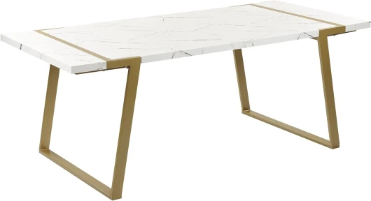 Table à Manger Effet Marbre et Doré 90 x 200 cm en MDF Glamour Moderne Martynika
