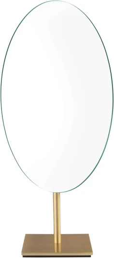 Miroir sur Pied Maquillage Haut de Gamme Doré Miroir de Table Ovale Miroir Cosmétique Laiton 360° Pivotant Miroir Unilatéral pour Les Salles de Bains,Bijouteries,30 * 18cm