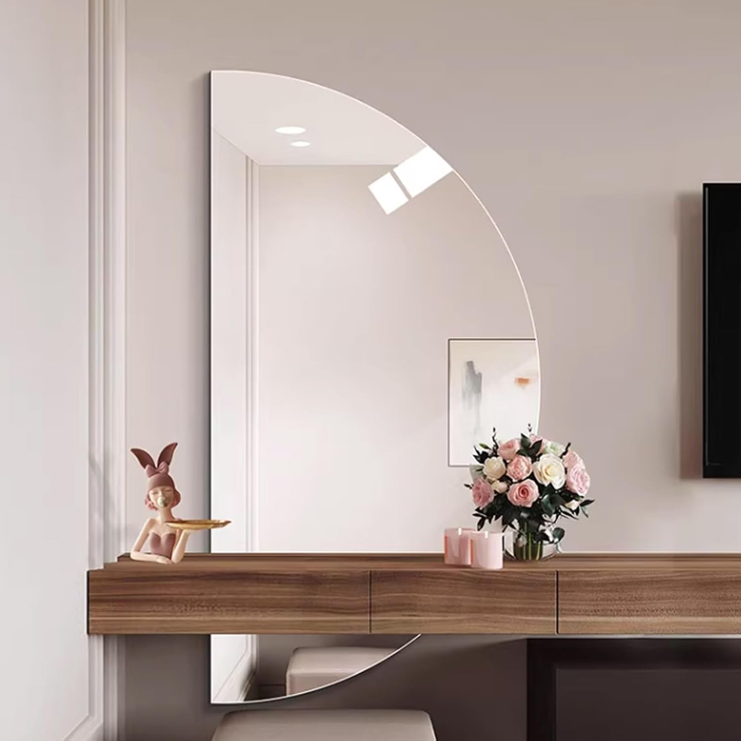 Miroir De Salle De Bain Miroirs Muraux Miroirs Cosmétiques Muraux Montage Mural Facile pour Salle De Bain, WC, Couloir (Color : Left Cut, Size : 50 * 100cm)