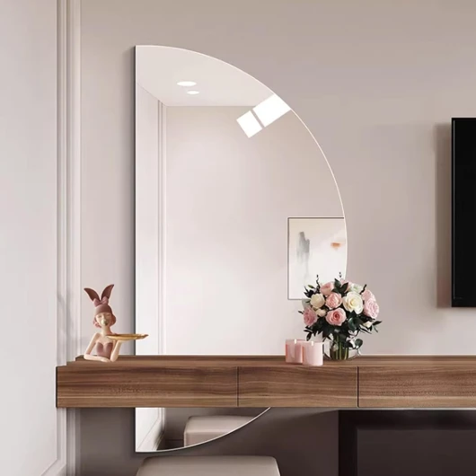 Miroir De Salle De Bain Miroirs Muraux Miroirs Cosmétiques Muraux Montage Mural Facile pour Salle De Bain, WC, Couloir (Color : Left Cut, Size : 50 * 100cm)