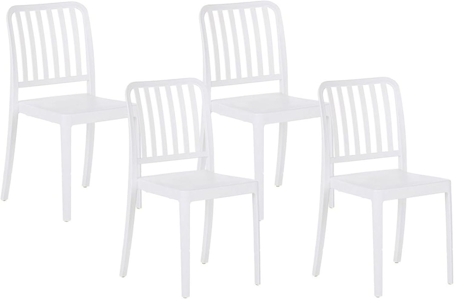 Chaises pour Extérieur et Intérieur Modernes en Plastique Empilables Blanches x4 Sersale