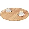 Manufaktur Plateau de Table Rond 60 cm en Bois Naturel - pour Table Basse Ronde ou de Chevet - Épaisseur : 28 mm - Couleur : Foncé