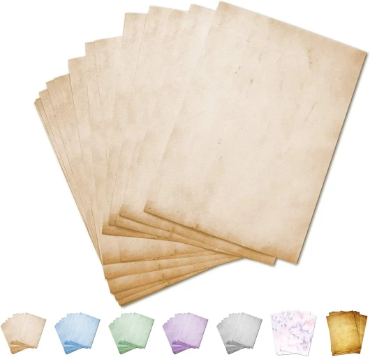 Partycards Papier à Lettre Vintage Pour Scrapbooking - 50 Feuilles A4 Imprimé Double Face, Papier Vintage 90g - Feuilles A4 Idéal Pour Projets Créatifs et Correspondance