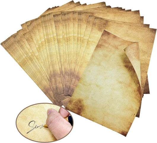 50 morceaux de papier à lettre vintage A4, Papeterie Vintage, papier d'impression vintage, imprimé recto verso, papier antique à l'ancienne pour écriture et impression d'imprimantes DIY