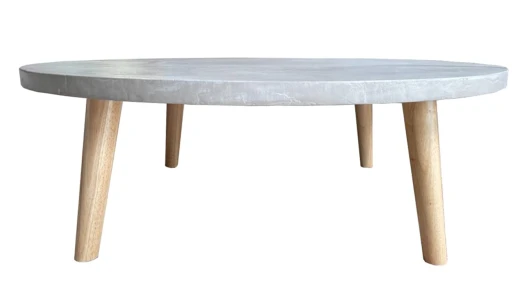 Table basse béton ciré ronde pieds scandinaves