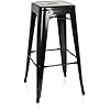 645010 Tabouret de Bar VANTAGGIO High Métal Noir, Tabouret Industriel Haut, empilable 77H x 44B x 44T Noir
