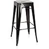 645010 Tabouret de Bar VANTAGGIO High Métal Noir, Tabouret Industriel Haut, empilable 77H x 44B x 44T Noir