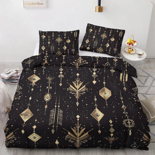 NIYAKA Housse de Couette 140x200 Moderne, Parure de Lit Géométrique, Réversible, Microfibre avec Fermeture Éclair, Linge de Lit 1 Personne + 1 Taie d’Oreiller 65x65 cm
