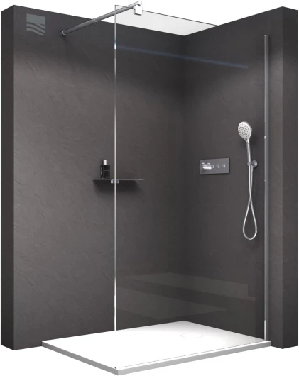 Paroi de douche italienne 160x200cm en verre clair ESG 10mm, avec barre de fixation - EX101