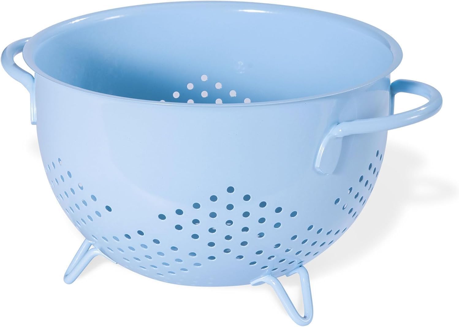 Passoire en Métal avec Poignée, Grande Passoire de Cuisine de 5 Litres, Revêtement en Poudre de Qualité Alimentaire, Panier de Cuisine Universel à Trois Pieds pour Pâtes, Légumes et Fruits (bleu)