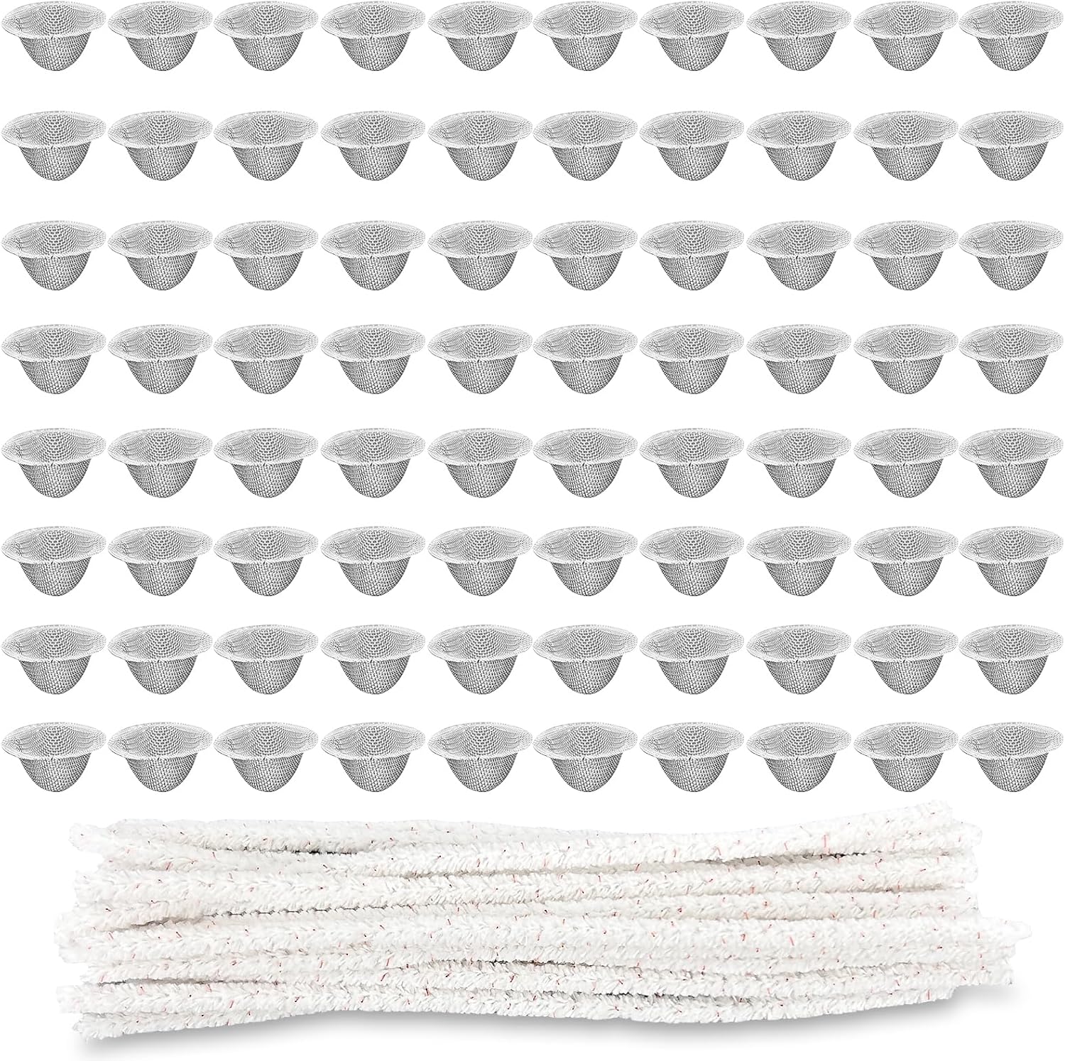 Lot de 80 tamis coniques en maille filetée de 16 mm - Bol en acier inoxydable propre - Passoire conique - Filtre à tuyau en acier inoxydable - Gaze à coque - Passoire de nettoyage en métal - 20 tiges