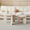 Lot de 2 Table Basse, Tables de Salon Effet Travertin Jaune Imitation, Design à Trois Pieds, Table D'appoint de Salon de Style Simple et Moderne, Adaptée au Salon et à La Chambre à Coucher