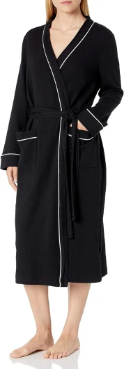 Peignoir Long En Tissu Nid D’Abeille Léger (Grandes Tailles Disponibles) Femme