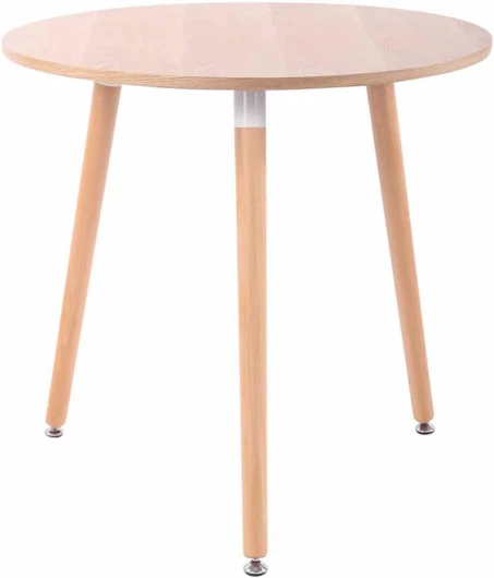 Table de Cuisine Design Retro Ansgar I Table d'Appoint Ronde avec 3 Pieds en Bois Diamètre 80 cm Hauteur de la Table 75 cm I Couleur, Couleur:Nature, Couleur du Cadre:Natura