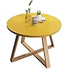 Table Basse Ronde Scandinave Moderne et Tables Appoint pour Le Salon et La Chambre a Coucher, Design Robuste et Assemblage Facile(Yellow,70 * 70 * 45cm)
