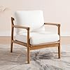 Fauteuil Salon Rembourré en Lin Chaise de Chambre Modern Chaise de Réception avec Cadre en Bois Massif (Beige)