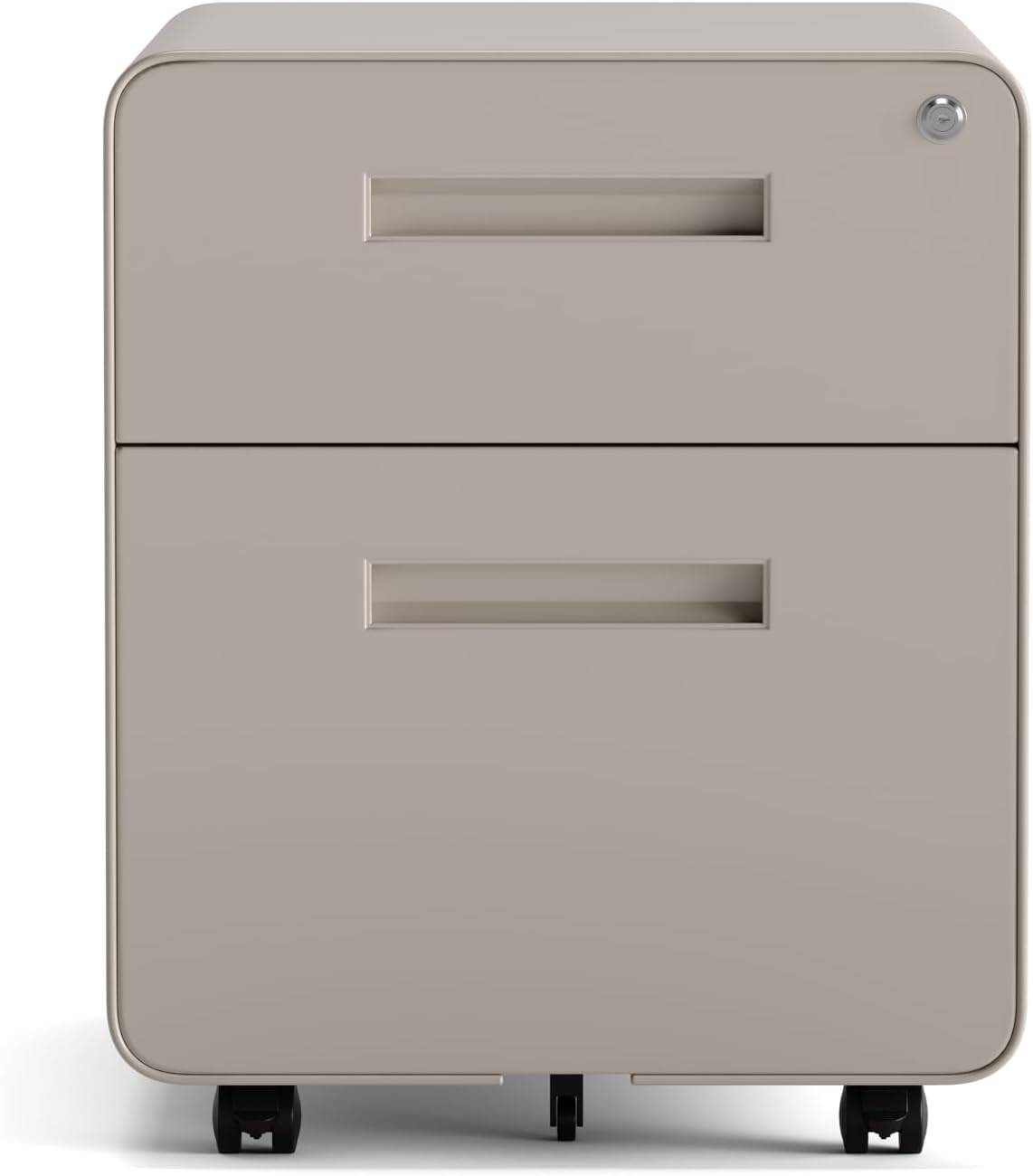 Kenoko Caisson de Bureau Mobile Design Moderne ISHI avec 2 Tiroirs - Meuble Rangement Bureau - Métal Robuste - roulettes avec Blocage - Caisson sur roulettes - 40x50x45 cm - Couleur: Beige