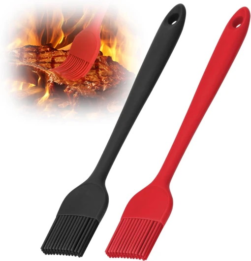 Euqvunn 2Pcs Pinceau Cuisine, BPA-Free Pinceau Cuisine Silicone, Antiadhésif Pinceau Pâtisserie, Résistant à la Chaleur Pinceau Alimentaire Pâtisserie, Barbecue, Cuisine & Grillade, Pinceau de Cuisine