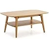 Table Basse Palma 1 Trou Couleur chêne, Bois Massif, 100 cm (Largeur) 60 cm (Profondeur) 45 cm (Hauteur)