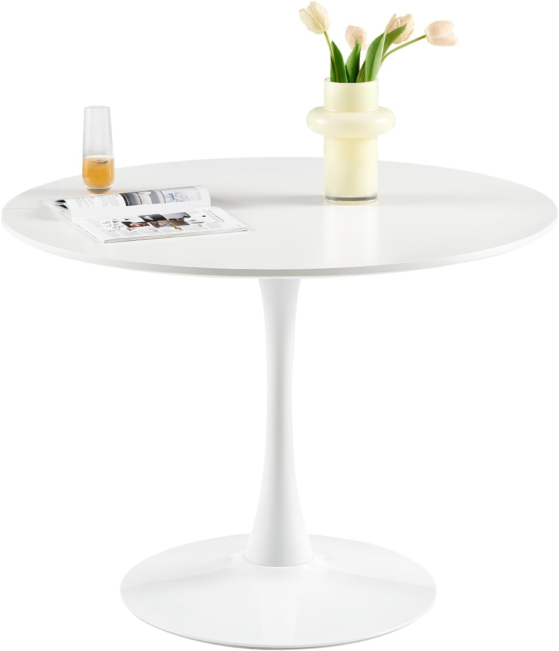 Buybyroom Table à Manger Ronde Moderne, Ø - 100 cm, Table de Bar, Bureau, adaptée pour la Cuisine, la Salle à Manger, Le Salon et Le Bureau, pour 4 Personnes, Blanche