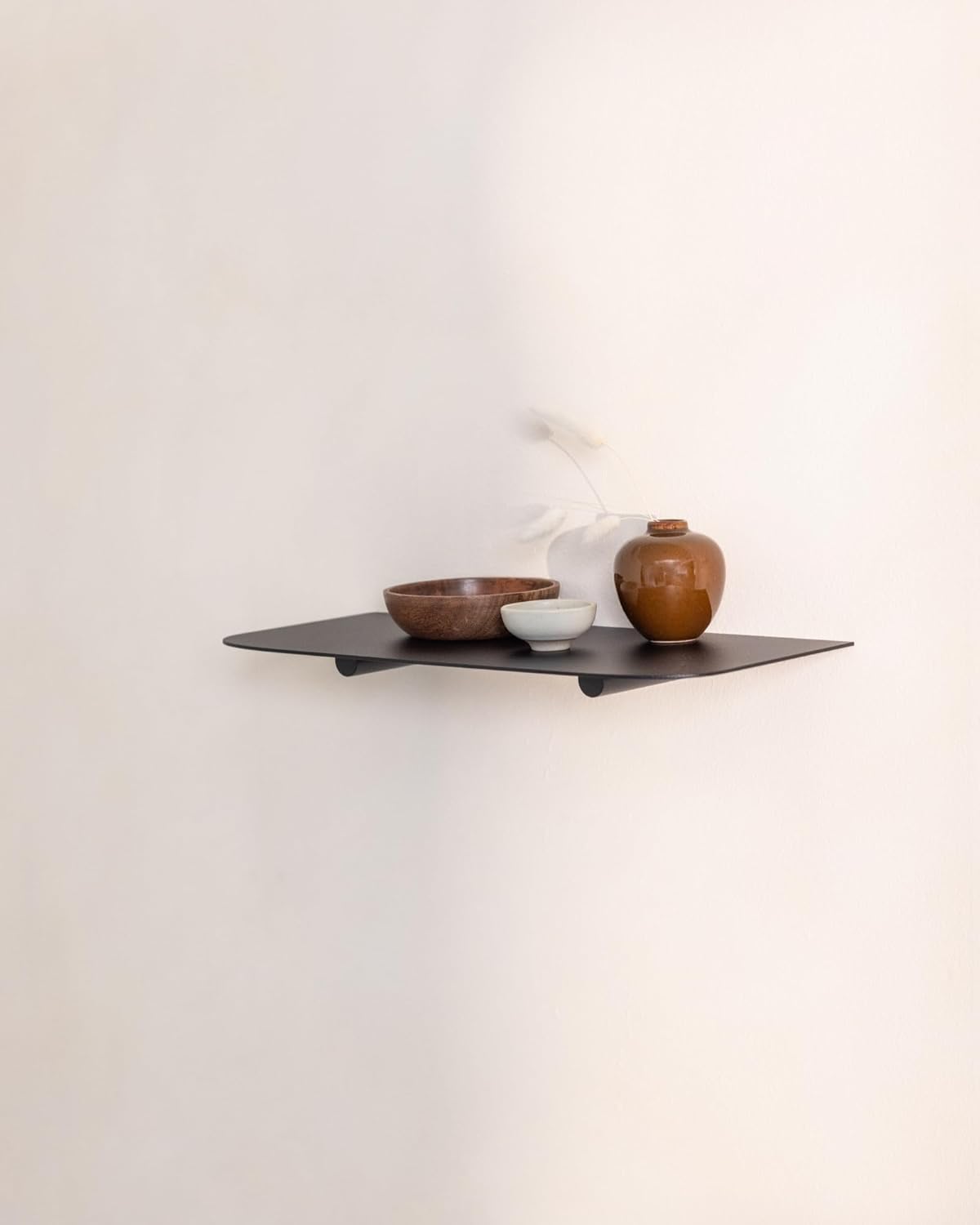 Metallbude Lenn- Étagère murale en métal moderne et minimaliste - Avec montage mural - Résistante aux rayures, aux chocs et aux chocs - 40 x 17 x 2,2 cm - Noir