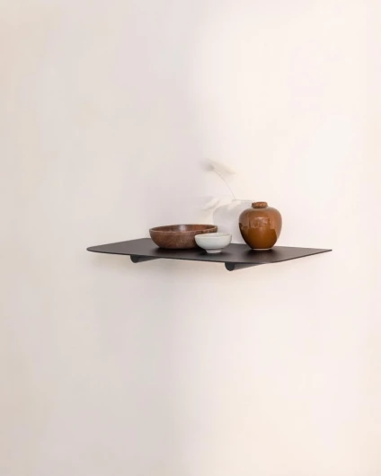 Metallbude Lenn- Étagère murale en métal moderne et minimaliste - Avec montage mural - Résistante aux rayures, aux chocs et aux chocs - 40 x 17 x 2,2 cm - Noir
