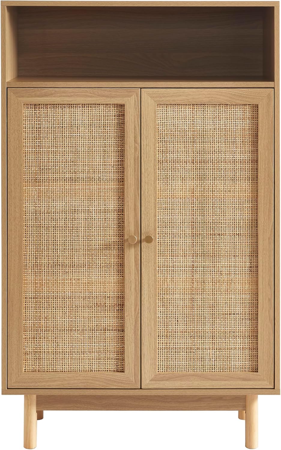 Buffet Helena Effet chêne et cannage rotin 2 Portes 80cm