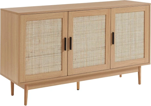 Buffet Amana Effet chêne et cannage rotin 133cm