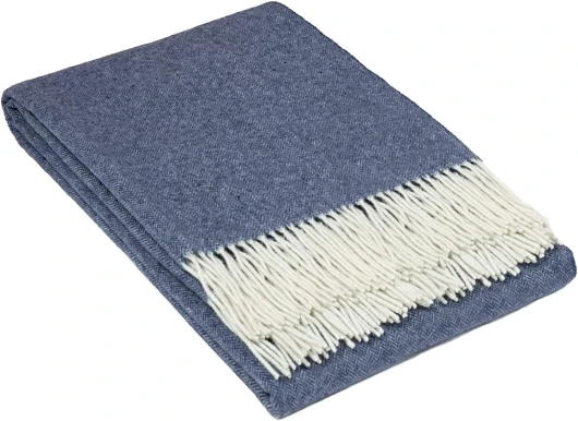 Couverture en Laine Mérinos 140x200 avec 10% Cachemire – Plaid en Laine Merinos Chaud et Léger pour Lit, Adapté pour Hiver et Été, Jeté Élégant avec Franges – Nostra Andora 00-0372-marina