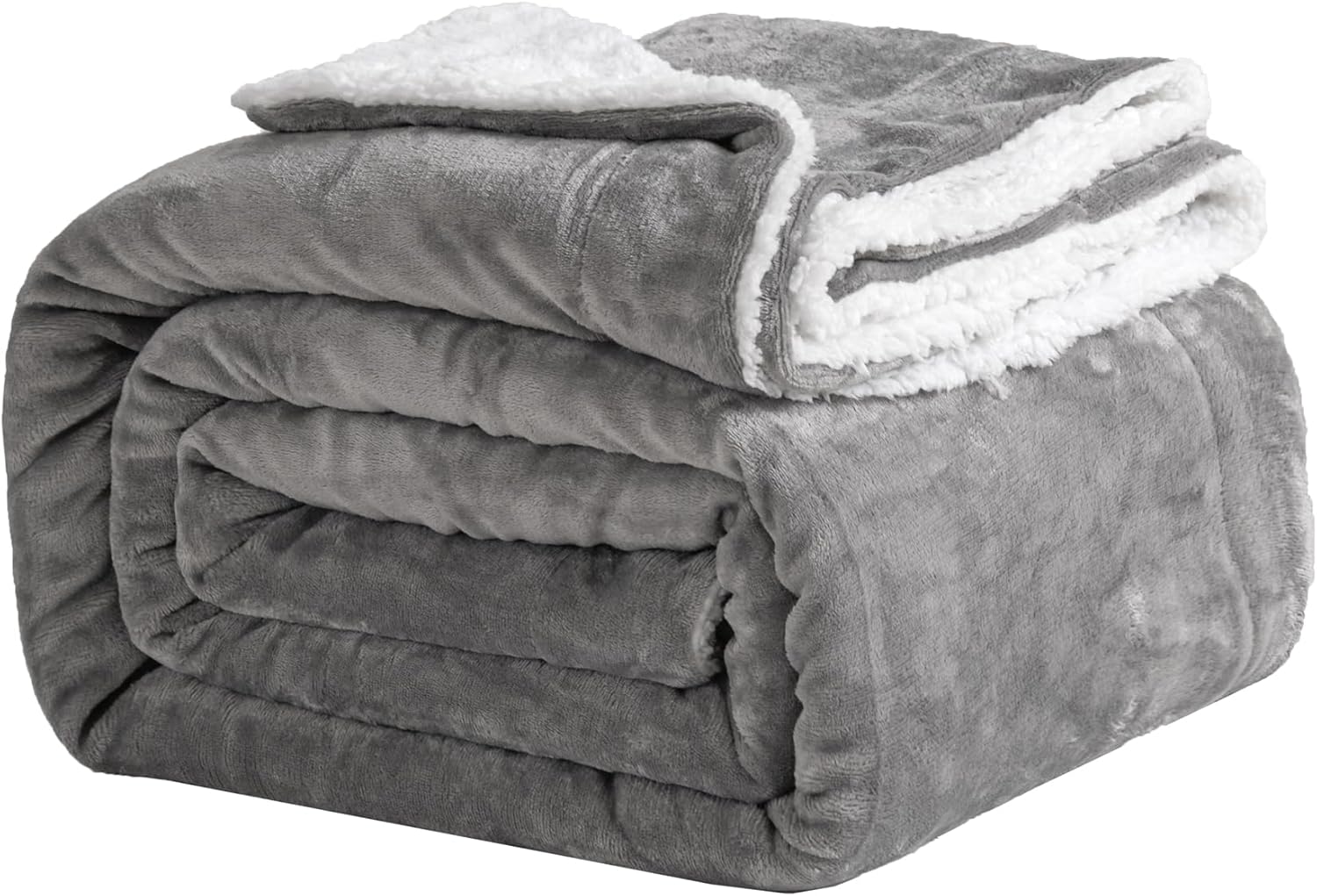 Couverture Polaire Grise - Couverture en Sherpa - pour canapé - Chaude - pour l'hiver (Gris, 130x150cm)