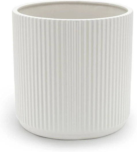 Ronde Pot en céramique rainuré, 20.3 cm, Blanc