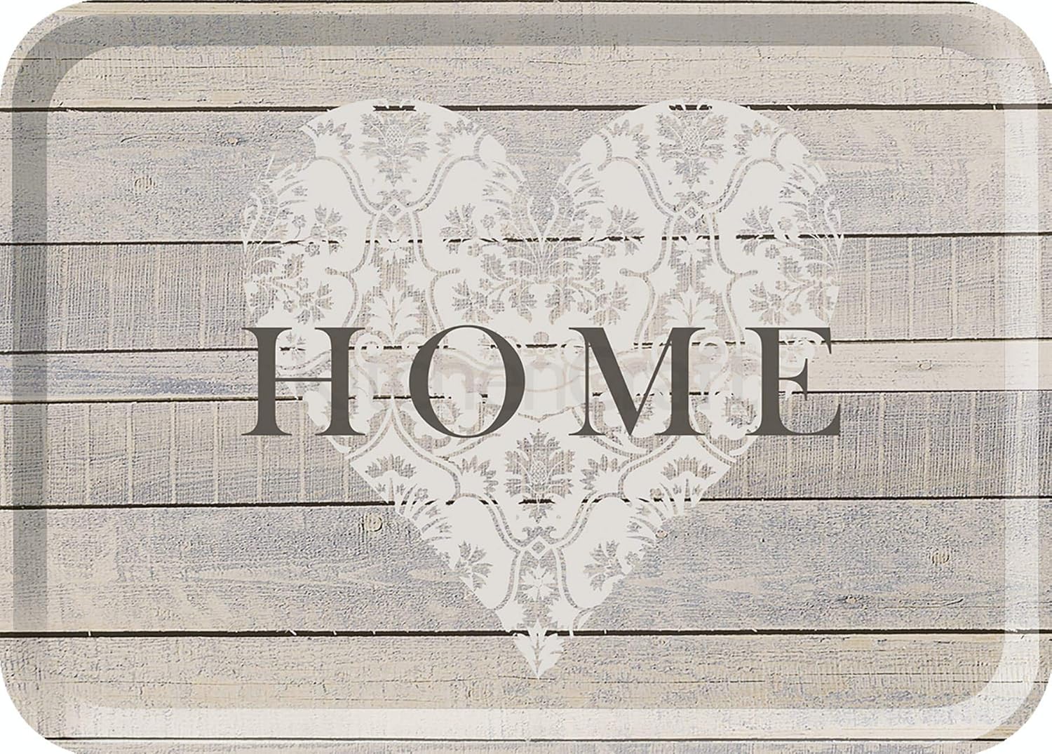 Plateau de service Creative Tops, grand plateau de service en plastique, collection Everyday Home avec impression Home et design en forme de cœur, gris avec cœur en dentelle blanche, 38,5 x 27,5 x 1cm