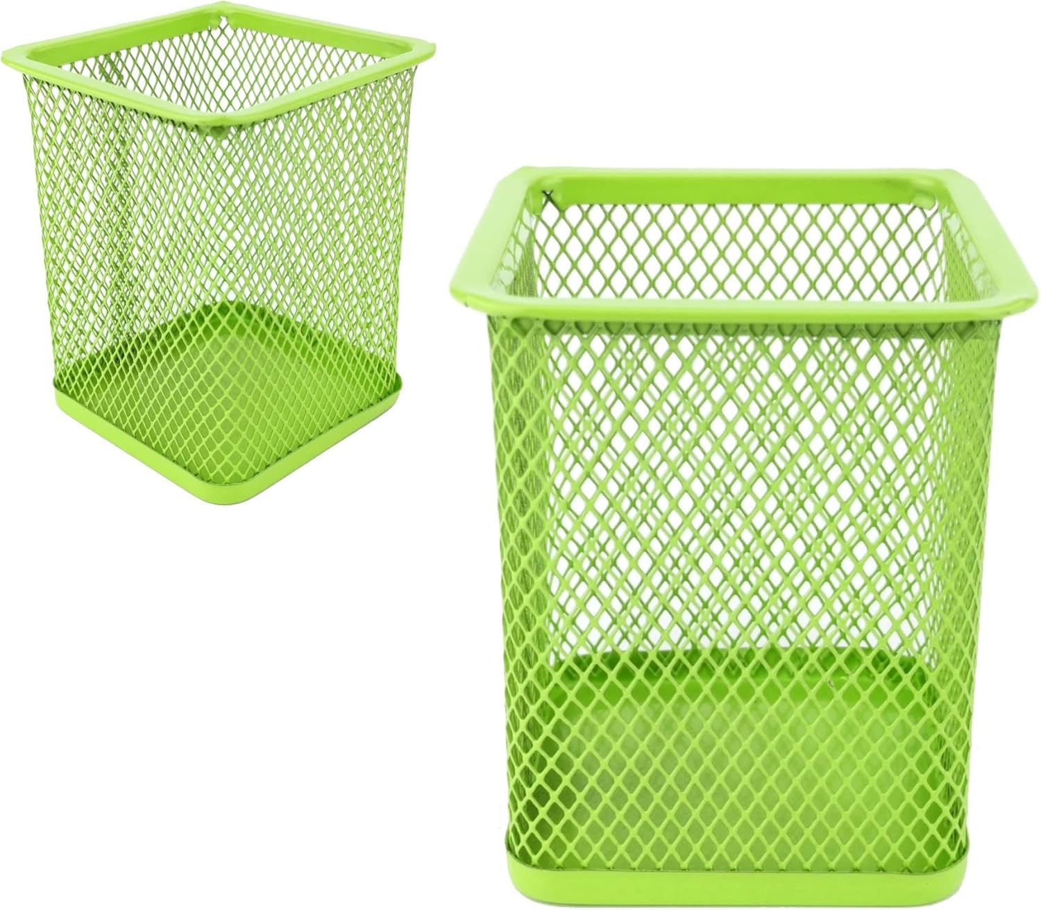 Lot de 2 - Carafe à crayons en métal - Porte-stylo en métal métallique - Tasse multifonction en maille pour stylo à bille couleur citron