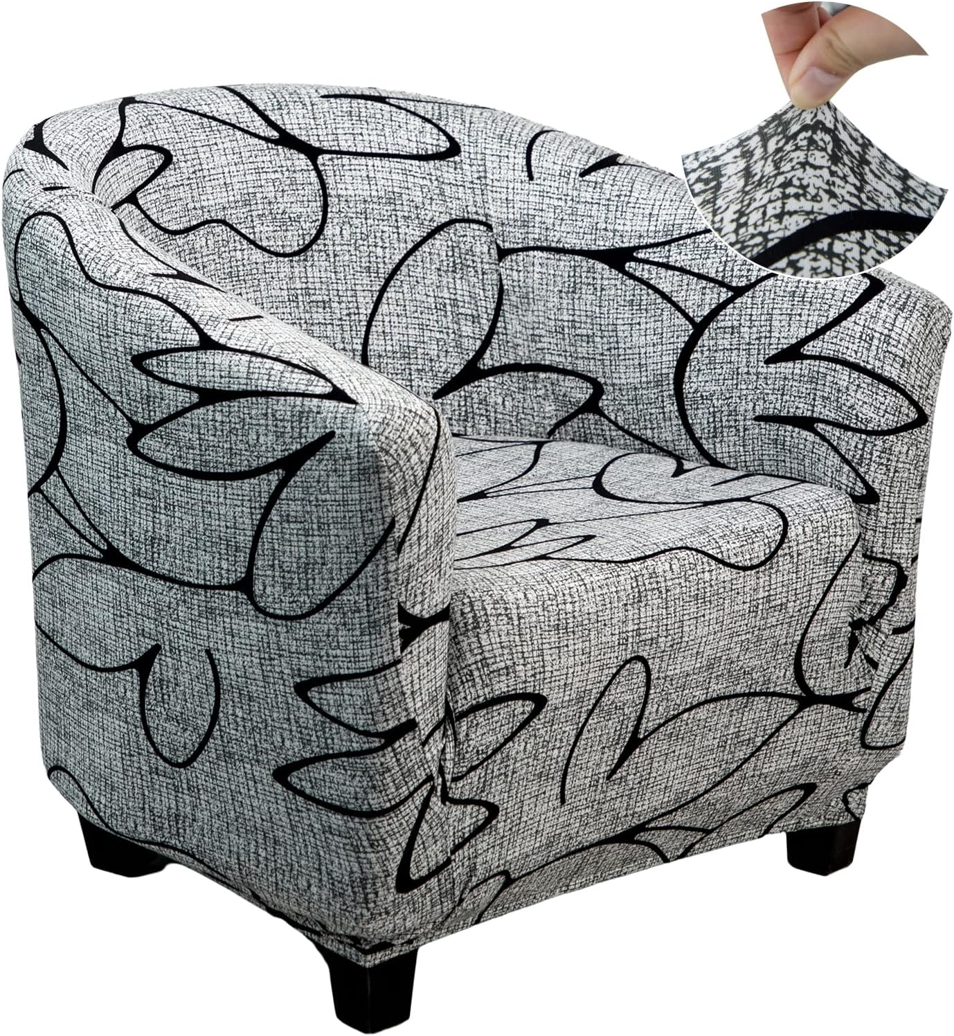 Housse de Fauteuil Cabriolet 1 Place, Housse de Fauteuil Crapaud Extensible Chesterfield, Housse Fauteuil Salon Club il Lavable, Couverture de Fauteuil Facile à Installer et à Laver,Style Gris 1 Pièce Style Gris