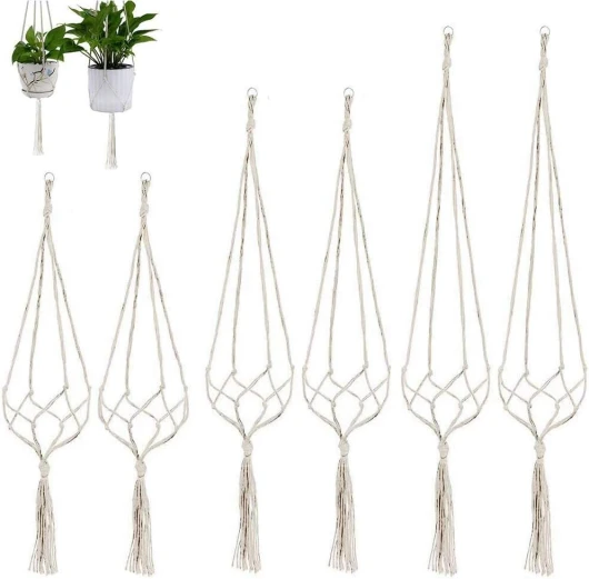 CYH 6 Pièces Macramé Suspension Plante - Robuste Corde de Coton Pot Suspendu - Décoration Intérieure et Extérieure pour Balcon et Murale