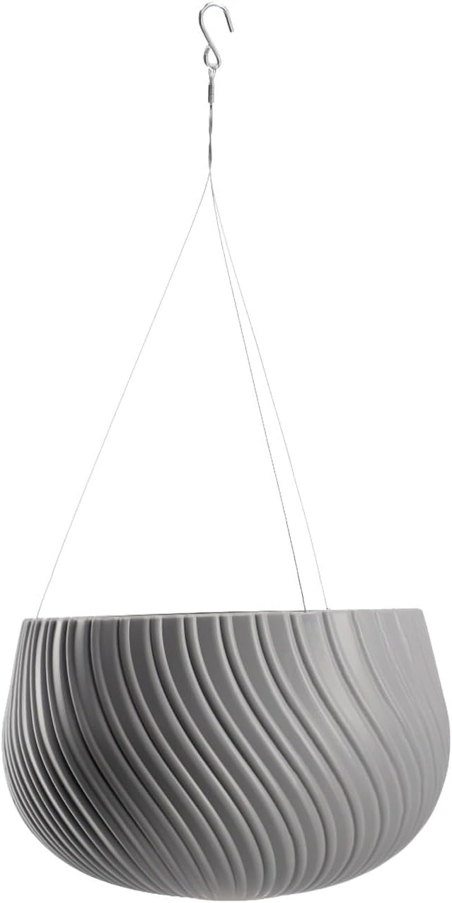 Pot suspendu avec chaîne et crochet, pot de fleurs suspendu pour plantes grimpantes, cache-pot avec insert, protection des plantes pour l'intérieur et l'extérieur (∅ 32 cm, gris foncé)