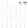 Macramé Suspension Plante 6 Pcs, Pot de Fleurs Suspendu en Coton, Jardinière Suspendue pour Fleur Décoration Jardin Intérieur Extérieur Style Bohême (Blanc)