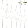Macramé Suspension Plante 6 Pcs, Pot de Fleurs Suspendu en Coton, Jardinière Suspendue pour Fleur Décoration Jardin Intérieur Extérieur Style Bohême (Blanc)
