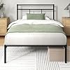 Elias lit 90x190 cm - Cadre de lit en métal avec tête de lit - Montage Facile - Hauteur 30 cm - Lit avec Support de Lattes en métal - Espace de Rangement sous Le lit - Design Moderne - Noir